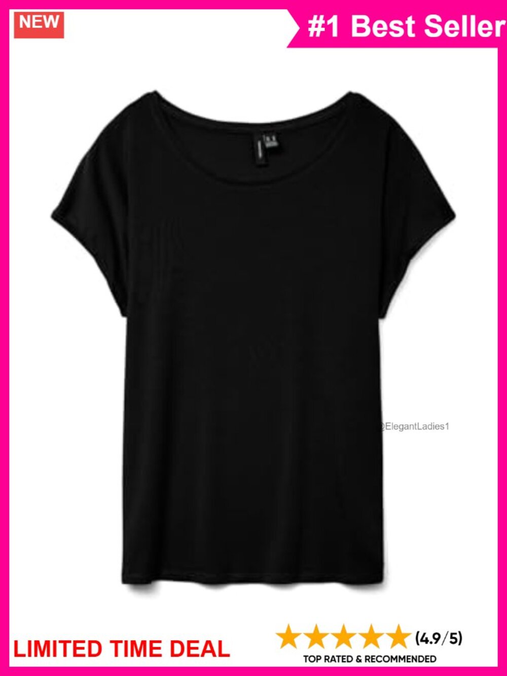 VERO MODA Women's Loose Fit Short Sleeve Crew Neck T-Shirt Lyocell Elastane